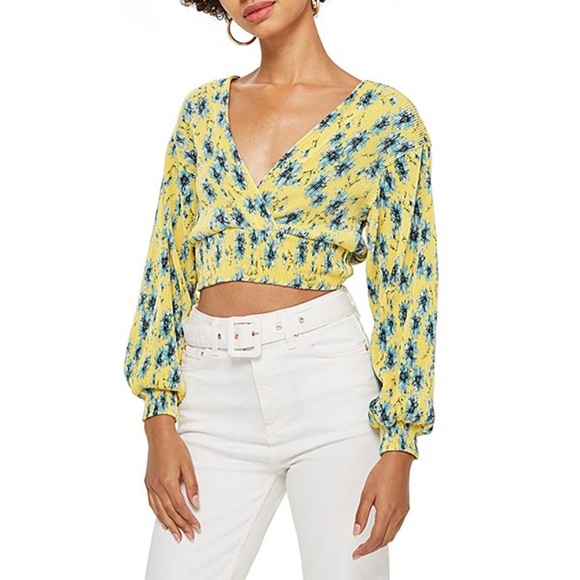 Topshop Tops - Topshop  Floral Plisse Wrap Top